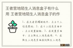 王者营地陌生人消息盒子有什么用 王者营地陌生人消息盒子的作用