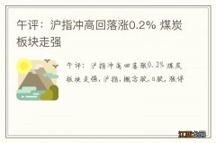 午评：沪指冲高回落涨0.2% 煤炭板块走强