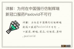详解：为何在中国强行仿制辉瑞新冠口服药Paxlovid不可行