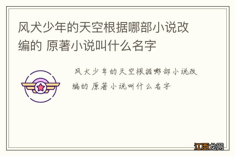 风犬少年的天空根据哪部小说改编的 原著小说叫什么名字