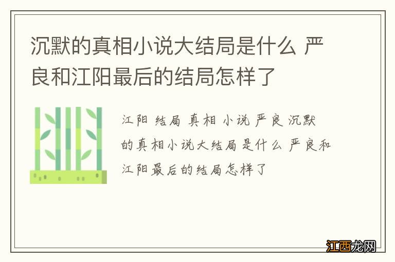 沉默的真相小说大结局是什么 严良和江阳最后的结局怎样了