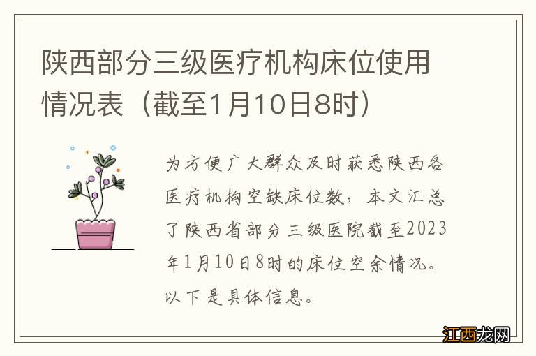 截至1月10日8时 陕西部分三级医疗机构床位使用情况表