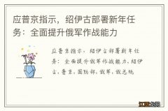 应普京指示，绍伊古部署新年任务：全面提升俄军作战能力