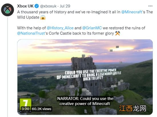 微软在《我的世界》重现英国古迹科夫堡 用于儿童教育