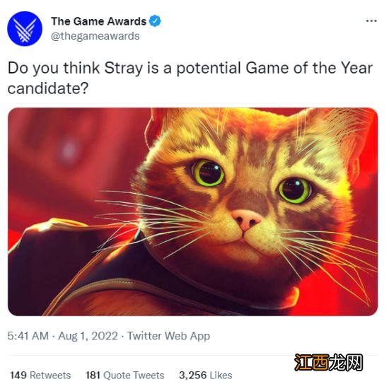 猫猫队胜利!TGA问玩家是否把《流浪》当年度游戏候选
