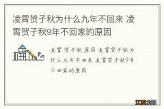 凌霄贺子秋为什么九年不回来 凌霄贺子秋9年不回家的原因