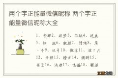 两个字正能量微信昵称 两个字正能量微信昵称大全