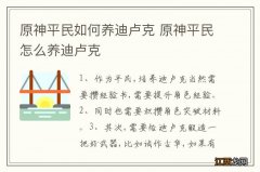 原神平民如何养迪卢克 原神平民怎么养迪卢克