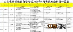 山东省2020年自学考试本专科专业调整表汇总