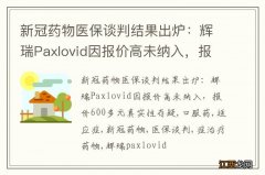 新冠药物医保谈判结果出炉：辉瑞Paxlovid因报价高未纳入，报价600多元真实性存疑