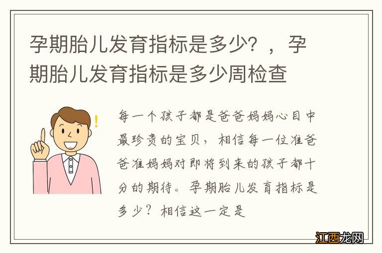 孕期胎儿发育指标是多少？，孕期胎儿发育指标是多少周检查