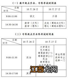 2022年10月成人自考专升本全国统一考试时间安排