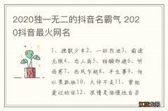 2020独一无二的抖音名霸气 2020抖音最火网名