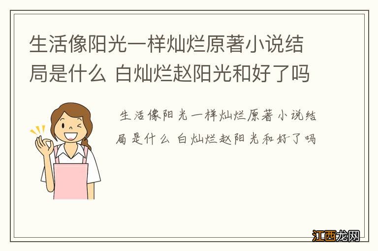 生活像阳光一样灿烂原著小说结局是什么 白灿烂赵阳光和好了吗