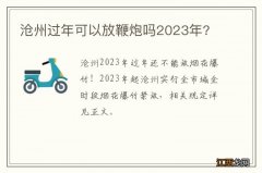沧州过年可以放鞭炮吗2023年?