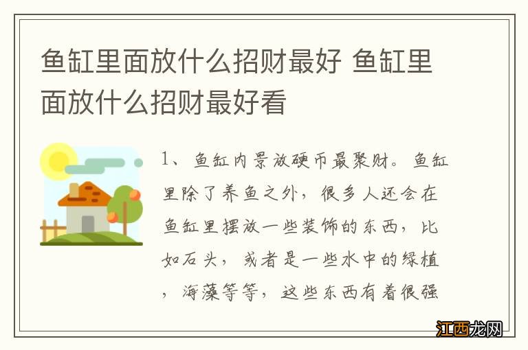 鱼缸里面放什么招财最好 鱼缸里面放什么招财最好看