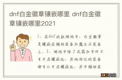 dnf白金徽章镶嵌哪里 dnf白金徽章镶嵌哪里2021