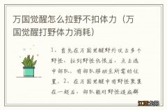 万国觉醒打野体力消耗 万国觉醒怎么拉野不扣体力