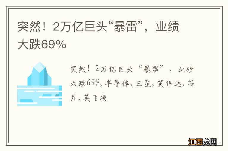 突然！2万亿巨头“暴雷”，业绩大跌69%