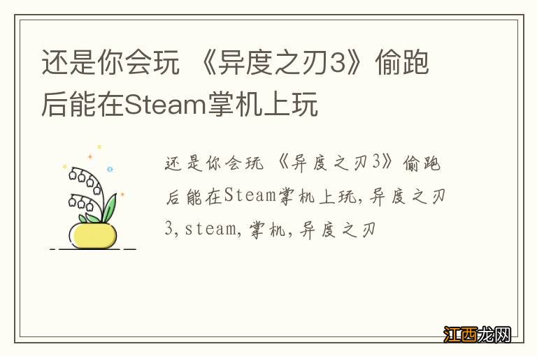 还是你会玩 《异度之刃3》偷跑后能在Steam掌机上玩