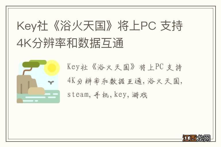 Key社《浴火天国》将上PC 支持4K分辨率和数据互通