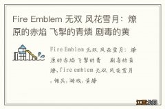 Fire Emblem 无双 风花雪月：燎原的赤焰 飞掣的青燐 剧毒的黄燎