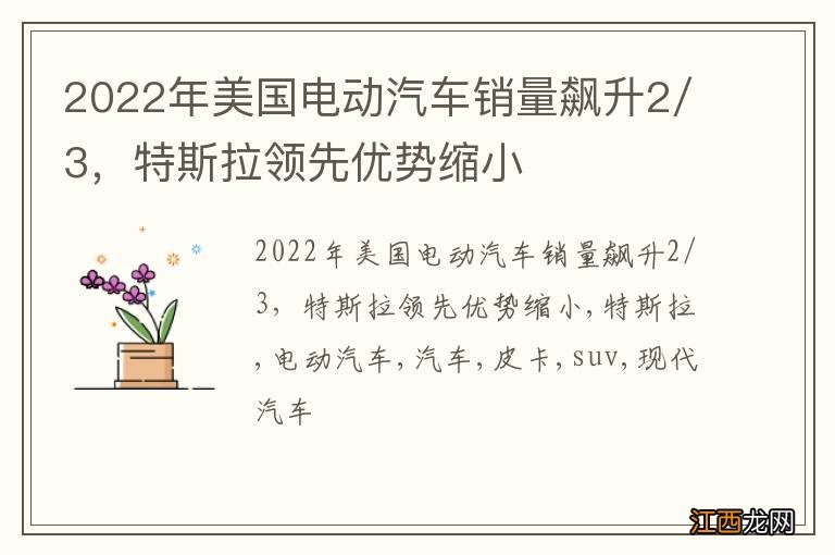 2022年美国电动汽车销量飙升2/3，特斯拉领先优势缩小