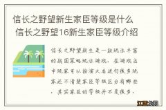 信长之野望新生家臣等级是什么 信长之野望16新生家臣等级介绍