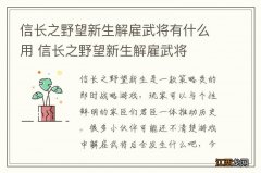 信长之野望新生解雇武将有什么用 信长之野望新生解雇武将