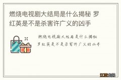 燃烧电视剧大结局是什么揭秘 罗红英是不是杀害许广义的凶手