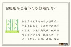 合肥肥东县春节可以放鞭炮吗？