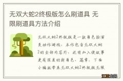 无双大蛇2终极版怎么刷道具 无限刷道具方法介绍