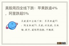 美股周四全线下跌：苹果跌逾4%，阿里跌超5%