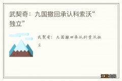 武契奇：九国撤回承认科索沃“独立”