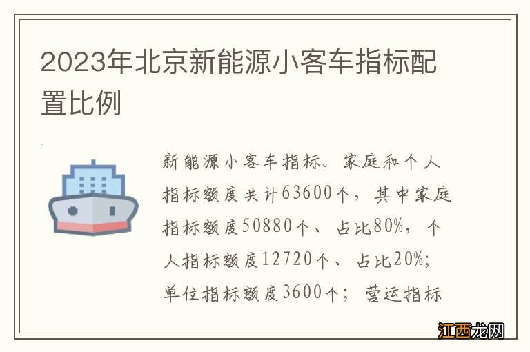 2023年北京新能源小客车指标配置比例