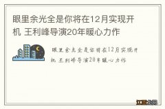 眼里余光全是你将在12月实现开机 王利峰导演20年暖心力作