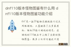 dnf110版本怪物图鉴有什么用 dnf110版本怪物图鉴功能介绍