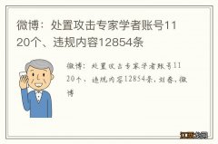 微博：处置攻击专家学者账号1120个、违规内容12854条