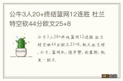 公牛3人20+终结篮网12连胜 杜兰特空砍44分欧文25+8