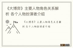 《大博弈》主要人物角色关系解析 各个人物扮演者介绍