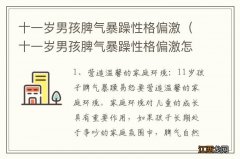 十一岁男孩脾气暴躁性格偏激怎么办 十一岁男孩脾气暴躁性格偏激