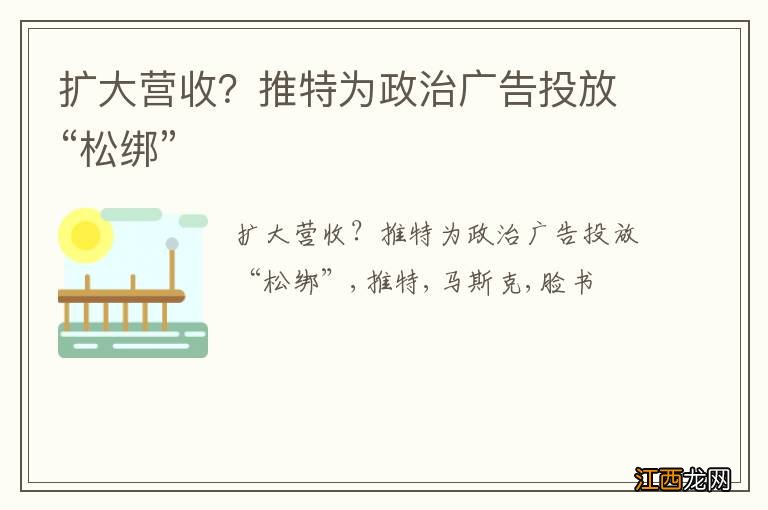 扩大营收？推特为政治广告投放“松绑”