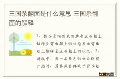 三国杀翻面是什么意思 三国杀翻面的解释