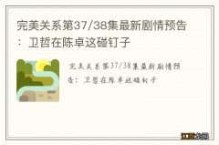 完美关系第37/38集最新剧情预告：卫哲在陈卓这碰钉子