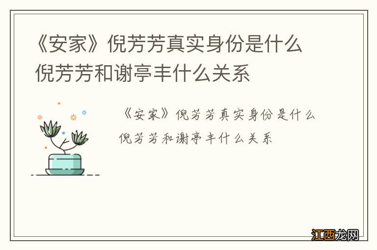 《安家》倪芳芳真实身份是什么 倪芳芳和谢亭丰什么关系