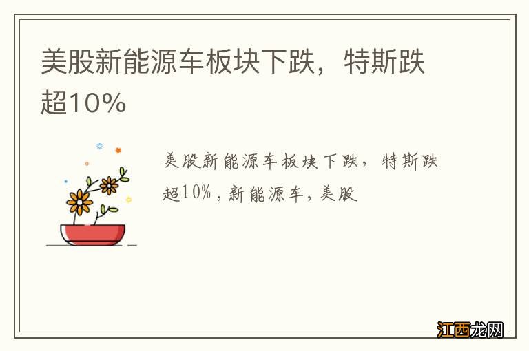 美股新能源车板块下跌，特斯跌超10%