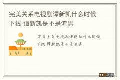 完美关系电视剧谭新凯什么时候下线 谭新凯是不是渣男