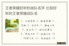 王者荣耀好听的战队名字 比较好听的王者荣耀战队名