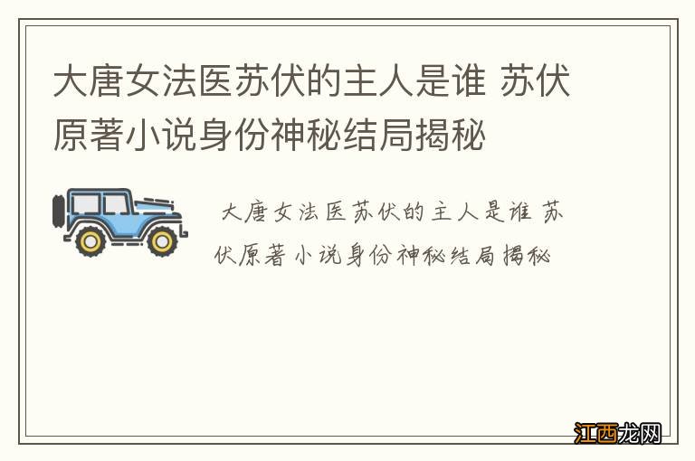 大唐女法医苏伏的主人是谁 苏伏原著小说身份神秘结局揭秘