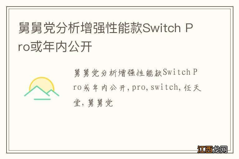 舅舅党分析增强性能款Switch Pro或年内公开